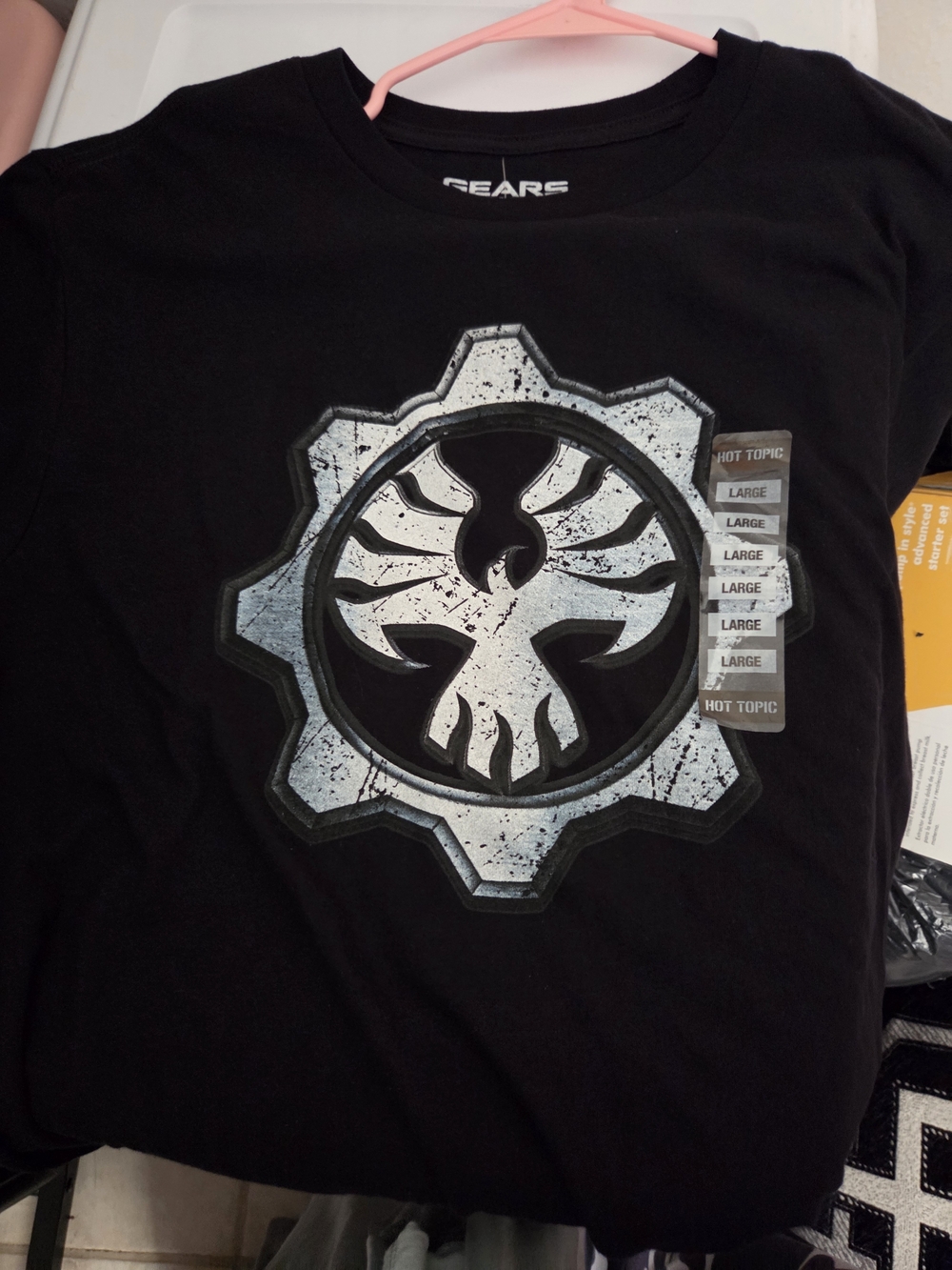 Spencer's Black Short Sleeve Tee with Silver Gears Logo